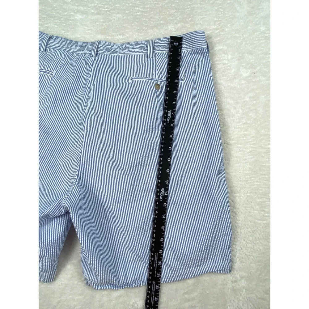 Polo Ralph Lauren Seersucker Shorts Tyler Pleated Blue Striped Cotton Mens Sz 42